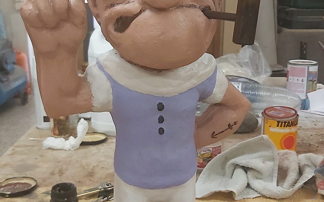 Restaurar muñeco de papel maixé Popeye